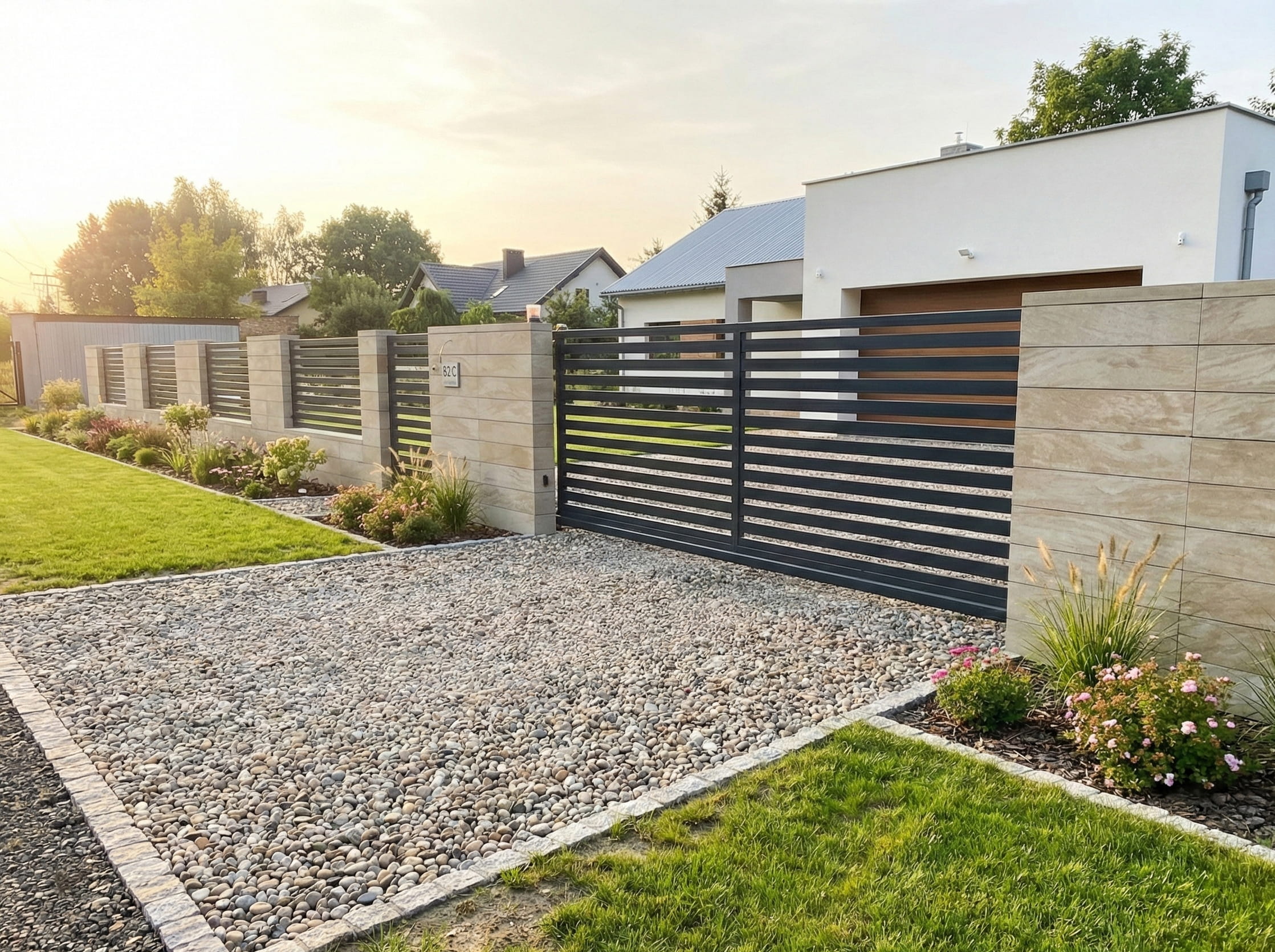 Ogrodzenie Palisadowe - Brama z widokiem od ogrodu